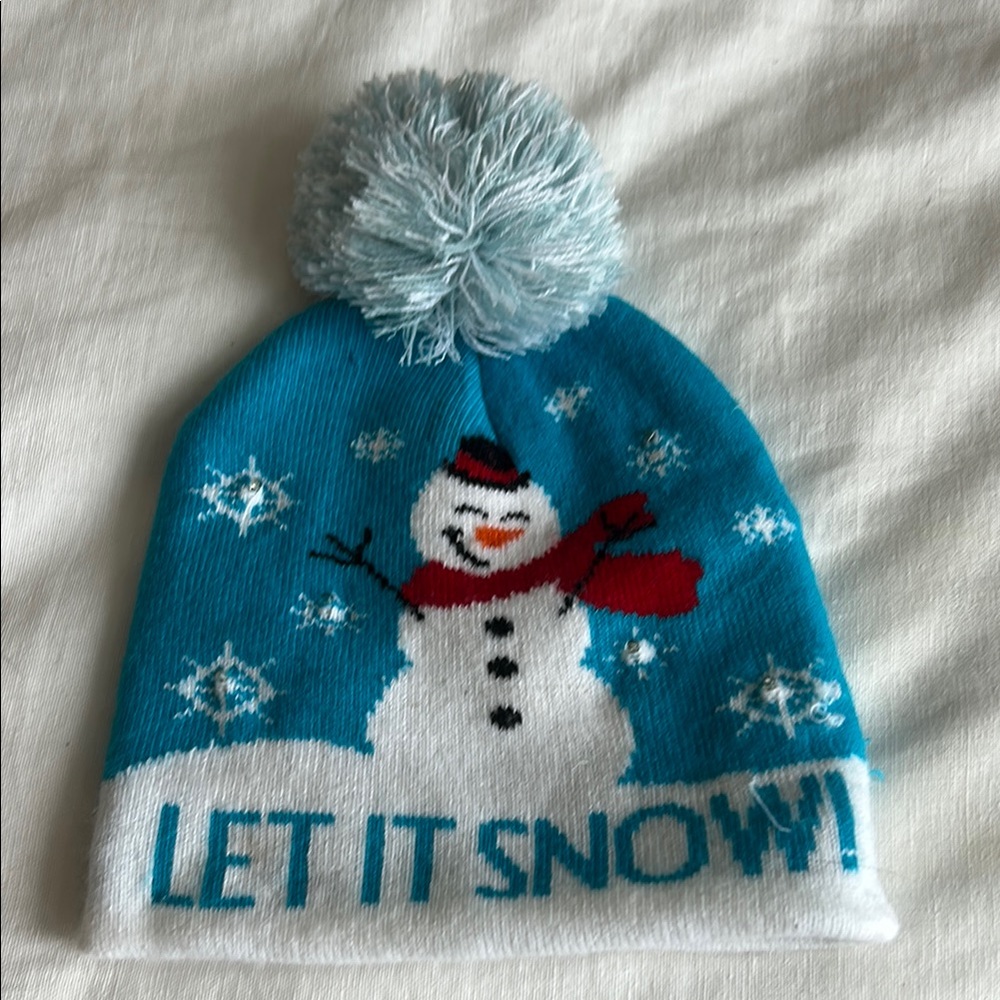 Kids Blue Snowman Beanie